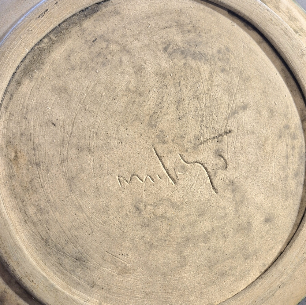Vintage McCarty Pottery Jade And Nutmeg Round Platter 13+" Signed - Picture 2 of 8
